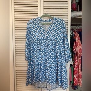 Blue Geometric Print Women's Top